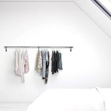 Hanging clothes rack ceiling mounted hanging clothes rack | etsy. Wall Mounted Clothes Hanging Rail 1830mm Displaysense
