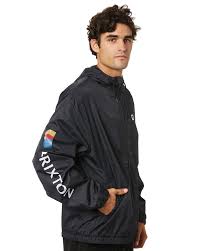 Brixton Claxton Alton Lw Mens Zip Hood Jacket Black White Surfstitch