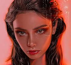 Daria, pink, art, fantasy, portrait, face, yasar vurdem, HD wallpaper