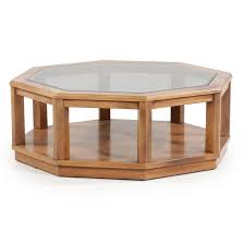 Oak coffee or side table two tiered glass top (is removable) 2 available as a set ($40 for both). Lot Art Octagonal Oak Coffee Table With Smoked Glass Top Late 20th Century
