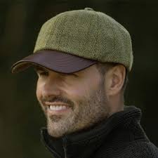 Gorra Oxford Blue Peak Baseball Tweed cuero Loavt