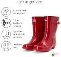 Half Height Rain Boots - Red Gloss - Wide Foot & Ankle