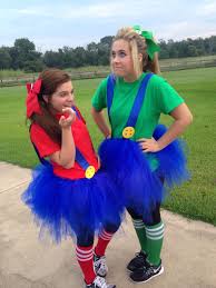 Twin Day For Spirit Week Homecoming Week Mario And Luigi Fraternal Twins Diy Now Sew Tutu Halloween Costumes For Girls Luigi Costume Spirit Week Outfits