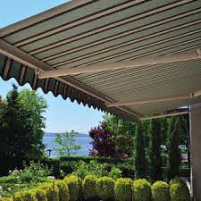 Retractable awning with mosquito netting. Retractable Awnings And Screens Rainier Shade