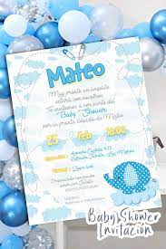 Baby Shower Tarjeta Invitacion Nino Angelito Elefante Bebe Baby Shower Nino Baby Boy Shower Invitacion Baby Shower
