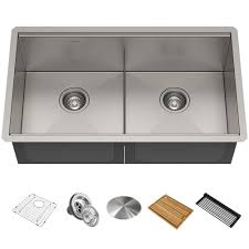 Kohler Lyric Dual Mount Workstation Stainless Steel 33 In 4 Hole Single Bowl Kitchen Sink With Integra In 2020 Double Bowl Kitchen Sink Stainless Steel Undermount Sink