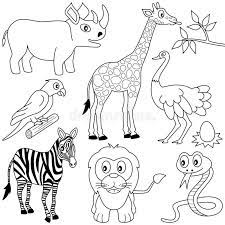 Click on any jungle animals picture above to start coloring. Coloring African Animals 1 Collection Of Seven Funny Cartoon African Animals Ad Cartoon Zoo Animal Coloring Pages Animal Coloring Pages African Animals