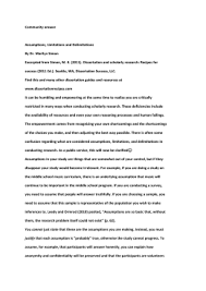 What are the limitations of a research paper? Thesis Sample Chapter 1 Assumptions Ap English Lit Essay Rubric