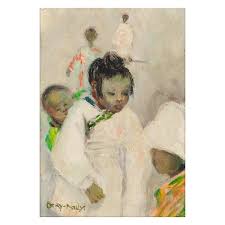 Bonhams : George Orry-Kelly (American/Australian, 1897-1964) White  carnations; Portrait studies of Chinese women and child (two works) 7 x 5in  (17.8 x 12.7cm); 21 1/2 x 17 1/2in (54.6 x 44.4cm); framed