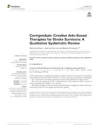 Read more about supervision requirements and learn about our reat supervisors on the supervision in expressive arts page. Pdf Corrigendum Creative Arts Based Therapies For Stroke Survivors A Qualitative Systematic Review