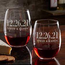 Custom wine glass favors are a unique and useful favor your guests will actually use. The Big Day Personalized Wedding Favor Stemless Wine Glass Wedding Gifts