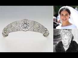 Immediately following prince harry and meghan markle's engagement announcement, speculation started brewing about whether markle would wear the spencer tiara on her wedding day. Meghan Markle Tiara Wedding Meghan S Sparkling Tiara Is Queen Mary S Diamond Bandeau Youtube
