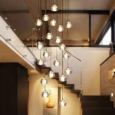 Softer ceiling lighting for example is great in areas where relaxing is important, whereas chandeliers and stylish pendant lights can create a centrepiece in any area of the home. Decoration Wedding Long Modern Staircase Crystal Chandelier Light Hotel Restaurant Hanging Lamps For High Ceilings Pendant Lights Aliexpress