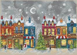 Winter Cross Stitch Pattern Pdf Instant Download Town Cross Stitch City Cross Stitch Landscape Cross Stitch Snow Cross Stitch Xmas Design Cross Stitch Landscape French Cross Stitch Cross Stitch