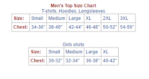 T Shirt Sizing Chart Roosterteeth