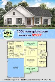 Designs include everything from small houseplans to luxury homeplans to farmhouse floorplans and garage plans, browse our collection of home plans, house plans, floor plans & creative diy home plans. House Plan 51997 Traditional Style With 1398 Sq Ft 3 Bed 2 Bath