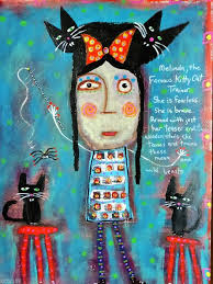 Tracey Ann Finley Original Outsider Black Cat Painting: "Melinda The  Fearless Kitty Trainer"