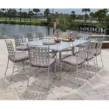 Oakmont outdoor furniture patio conversation set loveseat, 2 chairs, coffee table with cushion, lawn front porch garden, metal chair set wrought iron look (peacock blue). Woodard Sheffield Wrought Iron Patio Dining Set For 10 Wd Sheffield Set5