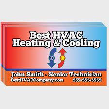 This is a business card and logo designed for a new heating and cooling business. Hot Cold Hvac Business Cards Hvac Stickers Hvac Forms