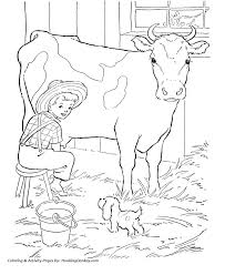 Cow Coloring Page Milking The Cow Farm Animal Coloring Pages Cow Coloring Pages Farm Coloring Pages