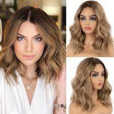 High quality & afordable price‎. Kryssma Ombre Blonde Lace Front Wig With Dark Hairline Short Bob Synthetic Hair Wig For Women Loose Blonde Wavy Wigs Heat Resistant Amazon De Beauty
