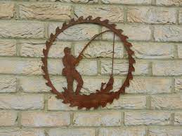 Fishing Wall Art Rusty Metal Fish Decor Fishing Gift Etsy Metal Tree Wall Art Metal Garden Wall Art Metal Tree