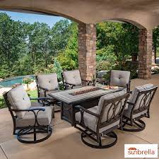 Convertible to natural gas (orifice included) uses standard 9.1 kg (20 lb.) propane tank (not included) Sunvilla Abington 7 Piece Fire Cushioned Chat Set Cover Costco Uk
