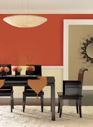 Radiant Orange Dining Room Upper Wall Color Fireball Orange Lower Wall Color Dining Room Colors Dining Room Wall Color Modern Dining Room Paint Colors