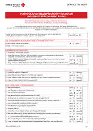 Er hilft, abzuklären, ob eine blutspende möglich ist. Vertraulicher Medizinischer Fragebogen Und