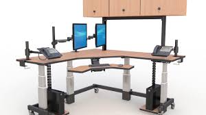 In this video i setup a retro sit stand desk from odk. L Shaped Sit Stand Desk With Overhead Cabinets Youtube