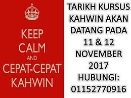 Kursus hanya 1 hari sahaja iaitu pada hari ahad (bukan lagi 2 hari) dengan kadar bayaran sebanyak rm100 sahaja termasuk makan tengahari. Jom Kursus Kahwin Jempol Kuala Pilah Beitrage Facebook