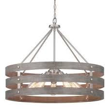 Progress Lighting Gulliver 4 Light Graphite Drum Pendant With Weathered Gray Wood Accents P500023 143 In 2020 Brushed Nickel Chandelier Wooden Chandelier Wood Accents