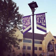 Purple On The Plaza Before The Football Game Plaza Purple College Hacks