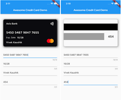 Each consists on an icon from assets, a separation container, and a text. Flutter Credit Card Widget Fluttercore
