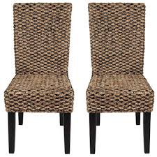 2pc Water Hyacinth Parson Chairs Natural Black Stylecraft Seagrass Dining Chairs Dining Chairs Wicker Dining Chairs