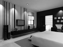 In this airy bedroom, white covers the floors, walls, and ceiling, but a charcoal bed skirt and dark wood furniture help ground the decor. Wall Painting Designs For Bedroom Black And White Novocom Top