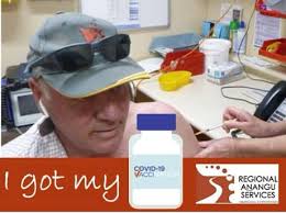 Jacko got the jab!! Leading by example, the RASAC General Manager, Mark  Jackman, got his COVID-19 vaccination at Mimili yesterday. Another strong  example of what it takes to keep Anangu safe.