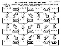 Activity Maze Inb X Y Intercepts Of Linear Equations Quadratics Graphing Quadratics Algebra