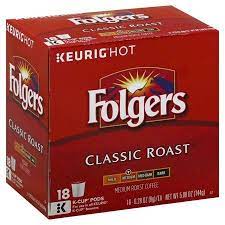 Folgers Classic Roast Coffee K Cup Pods 18 Count Walmart Com Coffee K Cups Coffee Roasting Folgers Coffee