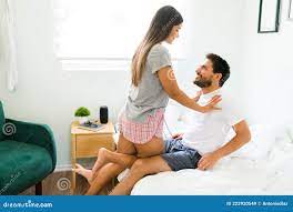 Seductive Girlfriend Inviting Her Partner To the Bed Stock Image - Image of  sleepwear, bedroom: 222920549