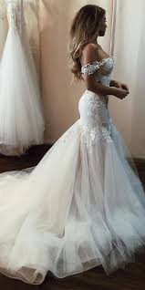 216 50 Modern Tulle Off The Shoulder Neckline Mermaid Wedding Dresses With Beaded Lace Appliques Backless Wedding Online Wedding Dress Backless Wedding Dress
