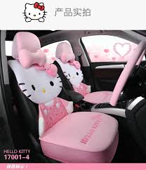 Car Seat Four Seasons Universal All Inclusive Linen Fabric Cartoon Cute Kt Cat Seat Cover Winter Plush Hello Kitty Car Accessories Hello Kitty Car Hello Kitty