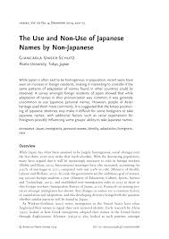 ⭐ looking for a list of japanese surnames? Pdf The Use And Non Use Of Japanese Names By Non Japanese