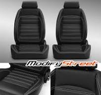 Black Universal 1 Pair OBS Style Seats Reclinable PVC Leather Car Seats