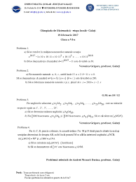 Olimpiada de matemáticas 2019, nivel 1, primera fase, fue tomado por el ministerio de educación de perú a los alumnos de primero y segundo grado de. Olimpiada De MatematicÄƒ Galati 2017 Vi Subiecte