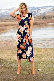 Floral Pocketed Midi Dress Dressy Casual Outfits Ladies Dress Design Dressy Casual