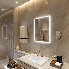 You can use the acrylic paint that you can buy less than 30 dollars to make the mirror unique and beautiful. House 20 X 28 Inch Led Lighted Bathroom Wall Mounted Vanity Mirrors Acrylic Frame Whit Bathroom Interior Design Bathroom Tile Inspiration Modern Bathroom Tile