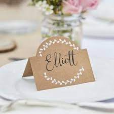 Place cards are a great way to welcome your guests to your event, as well as to direct them to their places or seats in the reception hall or dinner table. Rustic Chic Kraft Place Cards Tent Fold 10 Pack In 2020 Wedding Name Cards Wedding Table Name Cards Wedding Table Places