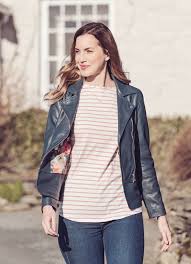 Lindale Leather Biker Jacket In Navy Leather Jackets Women Jackets Leather Coat Jacket