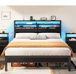 Amazon.com: Cama de somier con colchón y tela LED gris claro ...